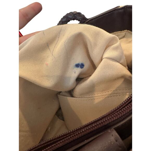 Etienne Aigner Straw Tote Bag Brown Leather Trim Shoulder Purse Preppy Coastal - Picture 12 of 12